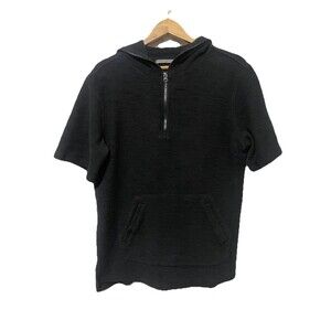 Madison Supply Men’s Black Quarter Zip Pullover Sweater Short Sleeve Size Large